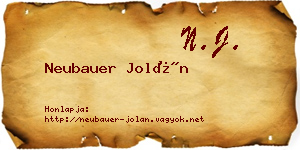 Neubauer Jolán névjegykártya